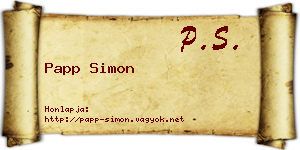 Papp Simon névjegykártya
